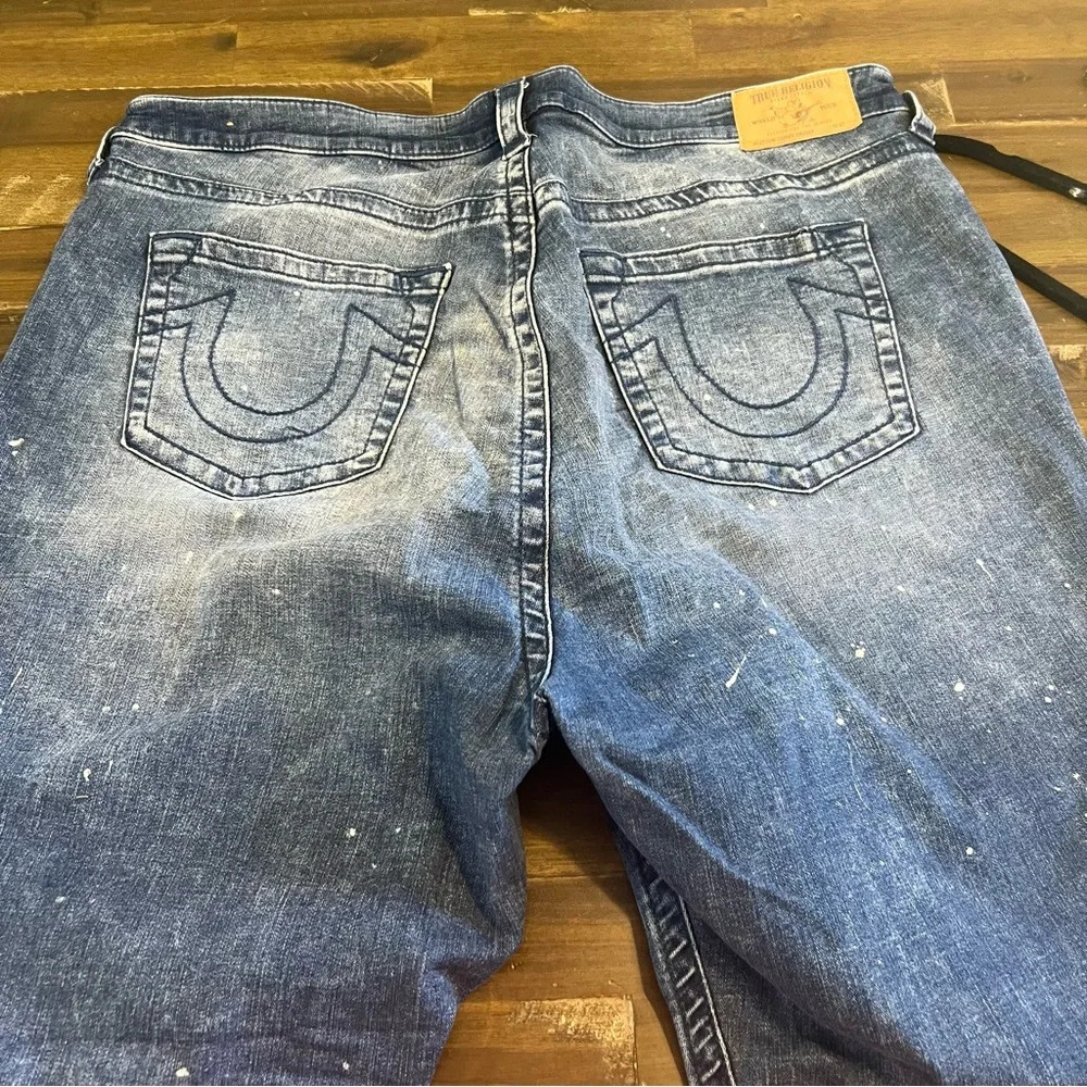 True Religion Curvy Plus Size Jeans Stretchy Splatter Dark Blue 42 3XL 22 - Picture 6 of 13